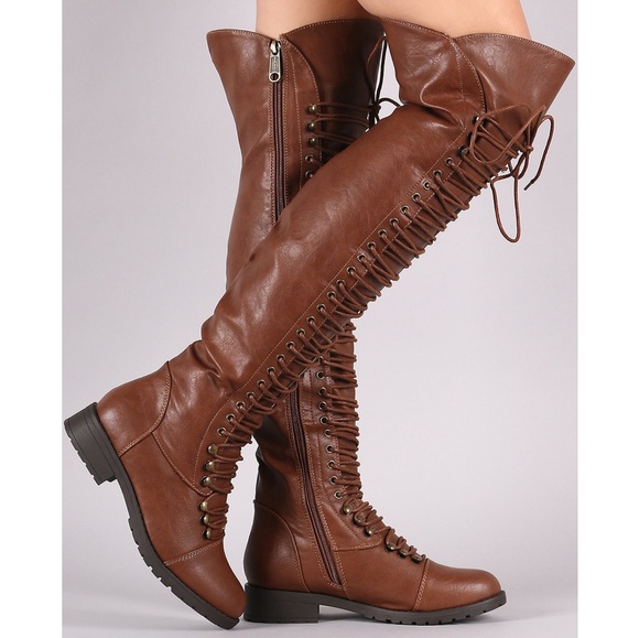 𝙇𝙖𝙨𝙩 𝙎𝙞𝙯 6.5 🖤Brown Corset Over Knee Boot - Picture 4 of 8